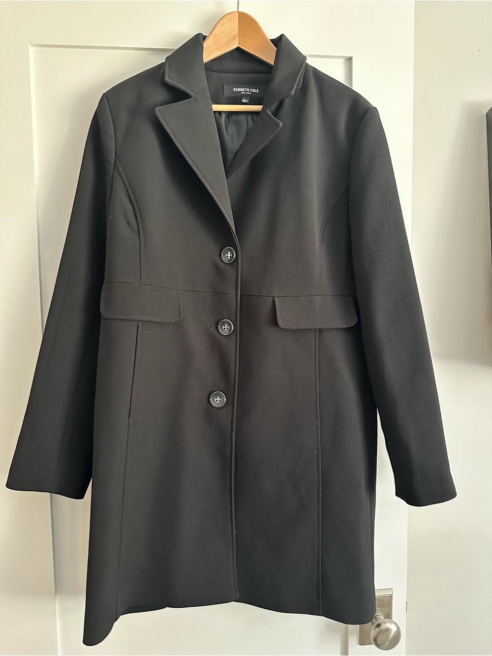 Kenneth Cole Women's Black Single-Breasted Trench Coat